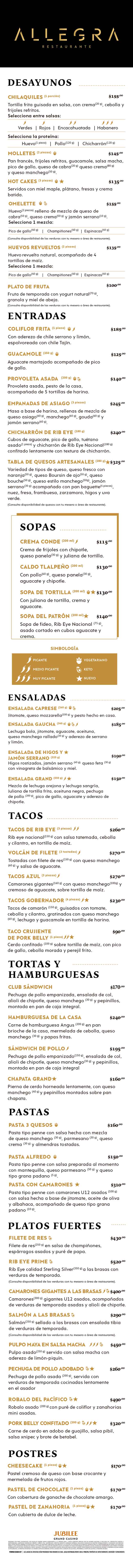 Menú Digital del Restaurante Allegra